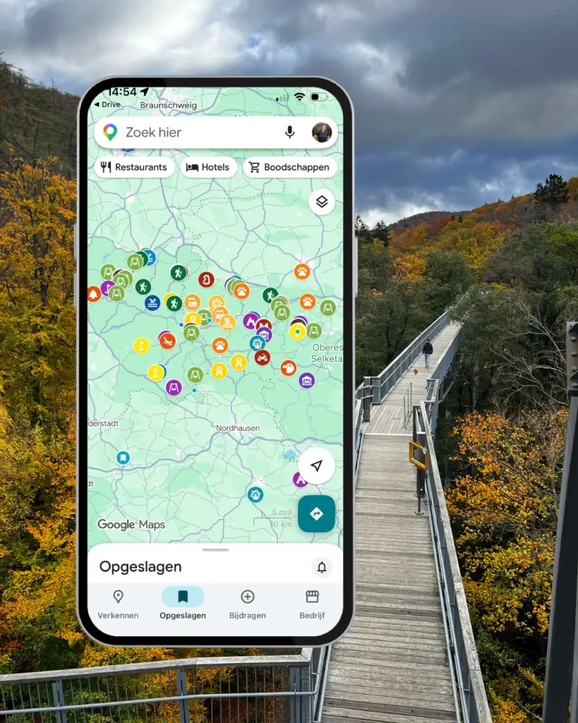 Google Maps kaart van de Harz in Duitsland